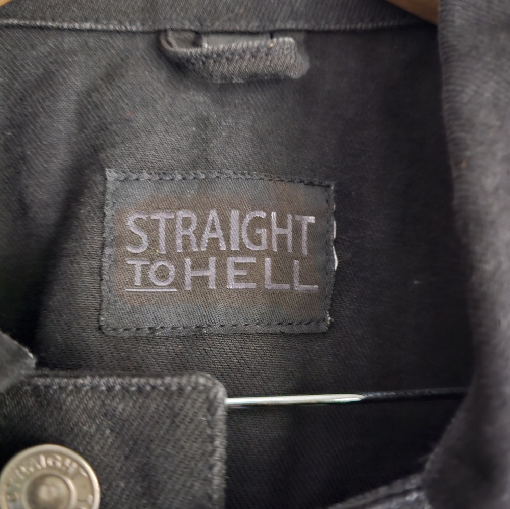 Straight to Hell Black Denim Jacket Sz S MEN - Picture 6 of 6